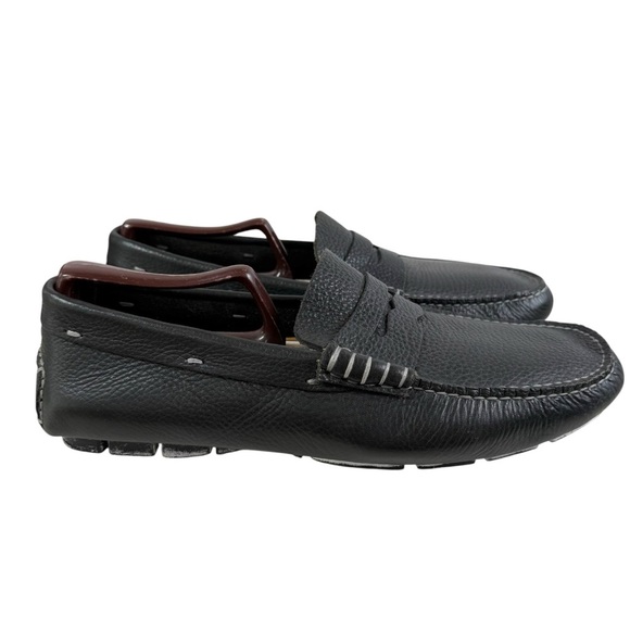 Cole Haan Nike Air Penny Black Loafers Size 9 Wide Black Leather Slip On Shoes - Picture 2 of 13